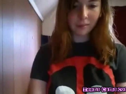 Sexy redheaded teen schoolgirl teases on webcam