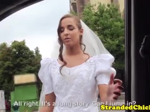 Stranded euro bride screwed outdoors