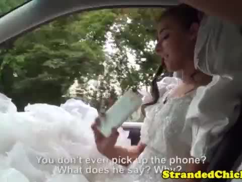 Stranded euro bride screwed outdoors