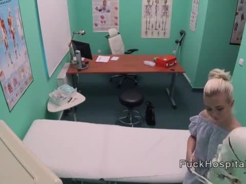 Fake doctor bangs blonde pov in office