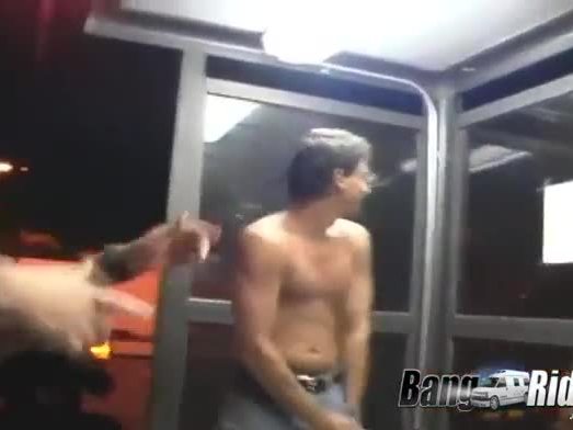 Blond girl does gangbang in the van