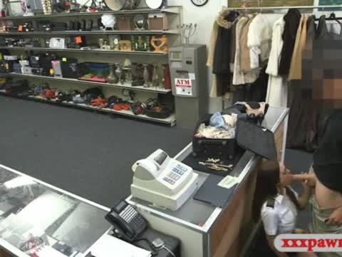 Latin stewardess screwed by pawn keeper at the pawnshop