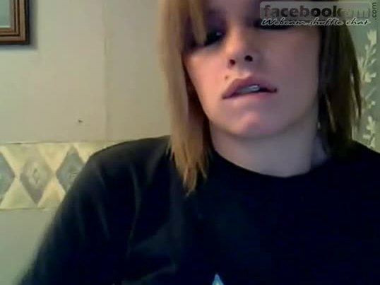 Blonde emo licking dildo