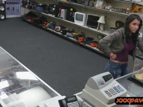 Busty woman gets drilled at the pawnshop