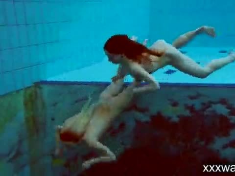 Hot Russian girls swimming in the pool