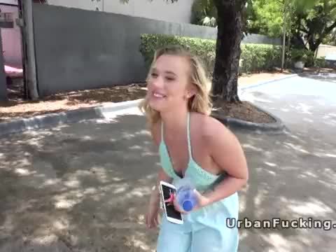 Cute student sucks and fucks in public