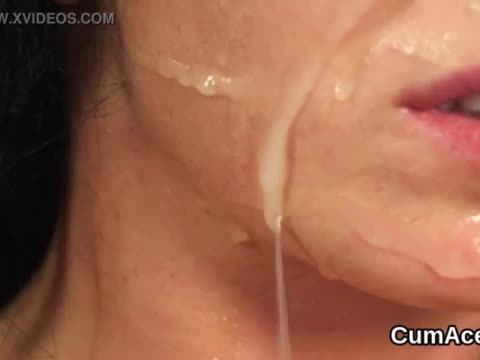 Spicy hottie gets sperm shot on her face gulping all the cream