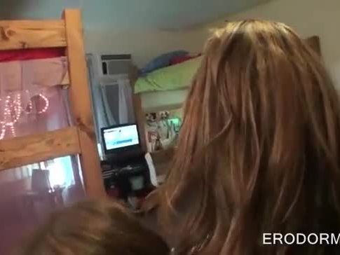 Dorm room coeds playing sex games and making out