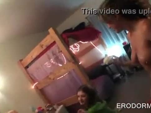 Dorm room coeds playing sex games and making out