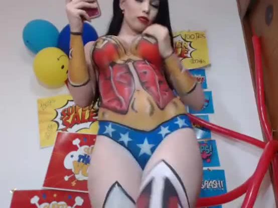 Wonder Woman body paint anal fisting