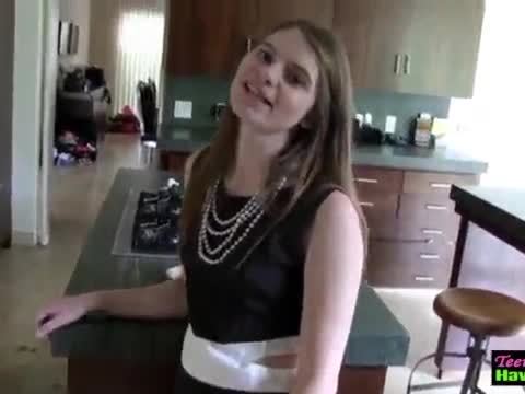 Blindfolded teen eats